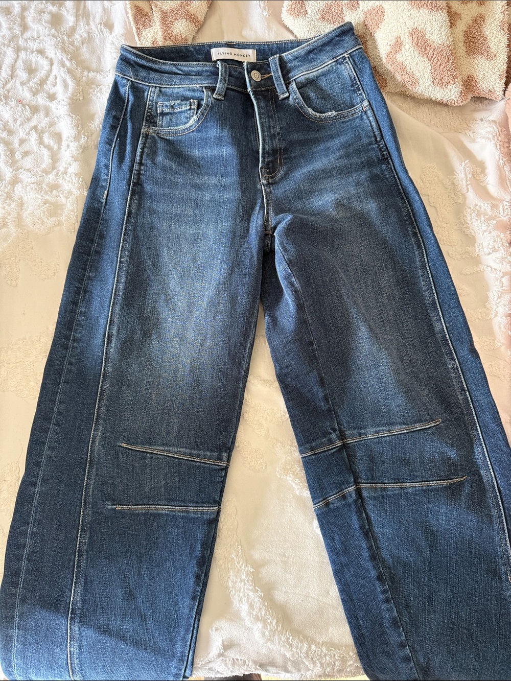 Flying Monkey Barrel Jeans  in Dark Blue